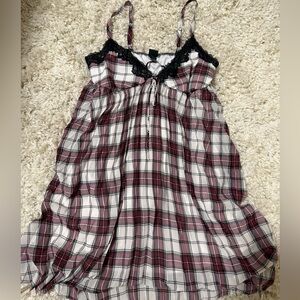 Wild Fable Checkered Lace-Trim Dress